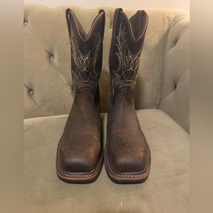 Mens NWT dark brown leather composite toe artist boots size 12